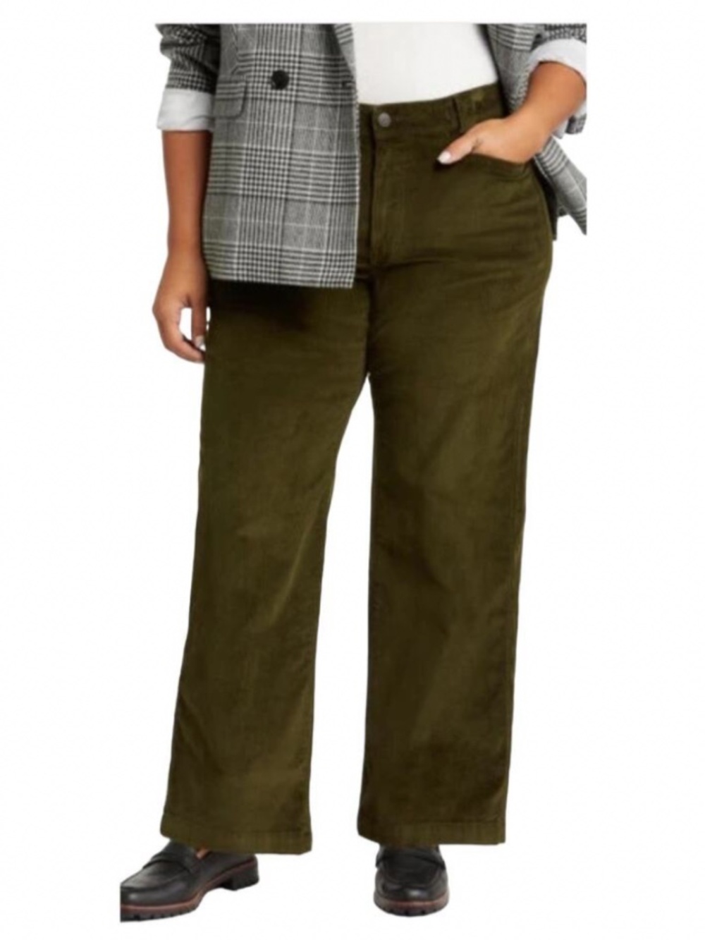 Madewell pants Emmett 2.0 wide leg corduroy green size 14W